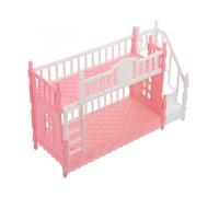 Miniature Bunk Bed with Ladder, ABS Pink Doll House Furniture | Realistic Look, Supplementary Scene Piece, for Miniature Dolls and Pillows, Bedroom Display, House Décor
