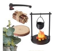 Miniature Campfire | Dollhouse Accessories | Compact Hanging Campfire with Cooking Pot - For Kids Indoor Outdoor Holiday Cozy Gathering Mini Garden