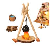 Miniature Campfire Set | 1 12 Scale Model Set for Fairy Garden Accessories | Mini Campfire with Hanging Cooking Pot,For Fairy Garden Indoor Outdoor Holiday Family Gathering