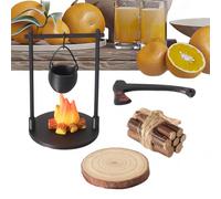 Miniature Campfire Set, Camping Kit, Mini Hangable Stove and Bonfire for Play, Resin Outdoor Pretend Accessory, Camping Scene Set, Children Indoor Outdoor Holiday Family Gathering