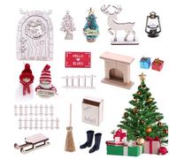 Miniature CASA Delle Bambole Decorazioni Natalizie - Modello Di Scena Natalizia in Legno E PVC | E Decorazioni per Scrivania, Libreria, Giardino, Festival E Progetti Scolastici