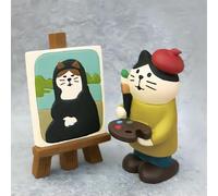 Miniature Cat Artist Trinkets, Cute Kitty Painter Figurines for Car Dashboard Decor, Funny Gifts for Women, Mom, Coworkers and Cat Lovers, Perfect Dashboard Ornaments Cute Home Office Desk Decor