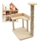 Miniature Cat Tree Figure - 1.89 Inch Decorative Accessory Set, Small Furniture, Fine Scenes Addition for Collectors Design, Realistic Model Building Supplement for Doll World Presentation