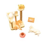 Miniature Cats Figure with Post Pet Accessories 1/12 Scale Model Figure Scene Setting Furniture Cats Climbing Tree Figurine Set