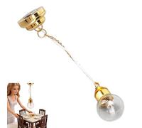 Miniature Chandelier - 1/12 Scale Single Bulb Light, Hanging Lantern Model, Soft Glow Decorative Lighting, Classic Ceiling Lamp Display, Doll House Interior Accessory for Room