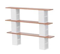 Miniature Cherry Wood Bookcase Model with 3 Tier Shelves for Dollhouse | Brick Block Design, 5.8x4.1x0.9 Inch Size, Stable Display for Library Desktop Collectors