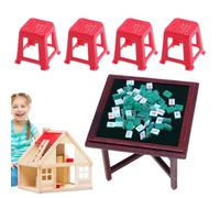 Miniature Chinese Mahjong Game Set Doll House Miniature | Miniature Mahjong Table Doll House Decoration for Kids, Children, Tots, Girls, Boys, Family, Friends