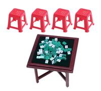 Miniature Chinese Mahjong Game Set Miniature Mahjong Doll House Set | Miniature Mahjong Table Doll House Decoration for Home, School, Nursery, Daycare Center, Kindergarten
