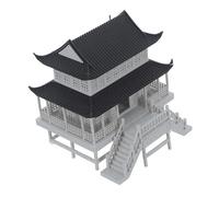 Miniature Chinese Pavilion Aquarium Ornament, Plastic Ancient Architectural Model Bonsai Decor for Fish Tank Landscaping, Office Fairy Garden Sculpture, 8.5×8.2×7.4cm