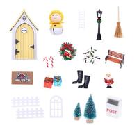 Miniature Christmas Gnomes Door Set For Doll House Scene Decors Dolls Accessories Christmas Decors Creative Display Doll House Miniature Fairies Scene Accessories