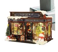 Miniature Christmas Houses, Perfect Giving Choice Wooden Model Kit Holiday dollhousee with Tree and Furniture | Great Handmade Enhance Creativity Crafts Gift Idea for Christmas