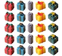 Miniature Christmas Ornaments 100 Pcs, Resin Xmas Figurines Gift Box, Multicolor Diy Craft Charms, Garden Decoration, Red/Yellow/Green/Blue/Purple