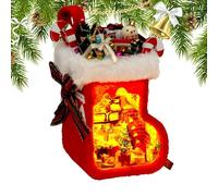 Miniature Christmas Stocking House Kit with LED Lighting