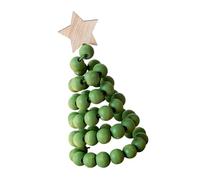 Miniature Christmas Tree Tabletop Ornament Wooden Beaded Tree Holiday Decoration for Mantels Dining Table Party Supplies