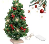 Miniature Christmas Tree with Lights for Dolls House, 1/12 Scale Christmas Tree Model Toy, Realistic Doll House Ornaments, Artificial Christmas Tree for Dollhouse Decoration Accessories