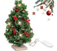 Miniature Christmas Tree with Lights for Dolls House, 1/12 Scale Christmas Tree Model Toy, Realistic Doll House Ornaments, Artificial Christmas Tree for Dollhouse Decoration Accessories
