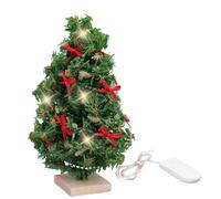 Miniature Christmas Tree with Lights for Dolls House, 1/12 Scale Christmas Tree Model Toy, Realistic Xmas Trees Desktop Ornaments, Doll House Light Up Xmas Trees Decorations