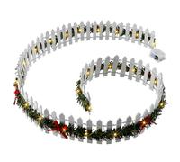 Miniature Christmas Village Fence, 35 in Christmas Decorative Picket Fence with LED Light, Small Wooden Fairy Garden Accessories for DIY Christmas Village Landscape,Dollhouse, Crafts,Plant Pot (White)