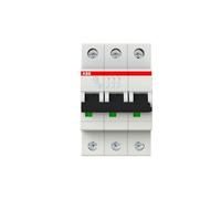 ABB S203-C20 Miniature Circuit Breaker, 3 Pole, Type C, 6/10kA Breaking Capacity, 20 Amp Current (2CDS253001R0204)
