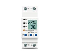 Miniature Circuit Breaker 63A 80A 110V 230V Din Rail Adjustable Over Under Voltage Protective Device Protector Current Limit Protection Voltmeter Kwh(80A Bottom input)
