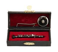 Miniature Clarinet, 3.1 Inch Mini Clarinet Replica, Mini Musical Instrument with Rod Base and Case, Dollhouse Model for Birthday Home Music Room Decoration
