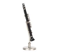Miniature Clarinet Model, Clarinet Musical Instrument Mini Desk Decor Display with Stand Case Tabletop Figurine Home Decoration