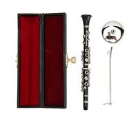 Miniature Clarinet with Base Pole and Case, 5.12 Inch Mini Clarinet Replica, Mini Musical Instrument, Dollhouse Model for Birthday Mini House Musical Room Decoration