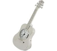 Miniature Clock Silver Plated Free-Standing Guitar Solid Brass IMP86S - CLEARANCE NEEDS RE-BATTERY