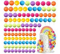 Miniature Colorful Balloons Cake Topper, 48pcs Mini rainbow balls Cake Topper, Insert Balloon Cake Balloon for Daily Life Use to Decorate Birthday Cakes Cupcakes