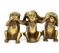 Miniature Copper Statue Three Wise Monkeys Ornament Hear See Speak No Evil 3 Monkey Crafts Office Desktop Decoration Random Style