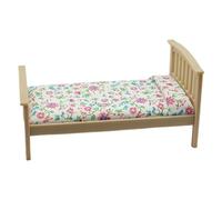 Miniature Cottagecore Single Bed With Flower Print Design For 1/12 Doll House Decoration Bedroom Scene Display Furniture Miniature Furniture