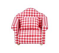 Miniature Couch Set - Realistic Seat, Classic Red Check Pattern, Plush Cushion Structure, Authentic Craft Detail, 1/12 Display Lounge | Collectors Favourite Accent Adding Character Across Ho