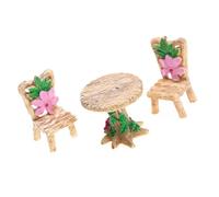 Miniature Country Round Table Chairs Scene Accessories for Miniature Resin Table and Chairs