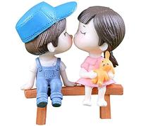 Miniature couple figurines, kiss dolls, seated seat, landscape, DIY ornament, fairy garden, dollhouse decorationsProfessional Processed