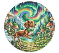 Miniature Dachshund 1000 Piece Round Puzzle for Adults Kids 14+ Cute Pet Dog Puzzles Creative Unique Challenge Games Impossible Hard Difficult Challenging Puzzles 1000pcs (67.5x67.5cm)