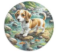 Miniature Dachshund 1000 Piece Round Puzzles for Adults Kids 14+ Cute Pet Dog Puzzles Creative Unique Challenge Games Family Game 1000pcs (67.5x67.5cm)