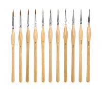 Miniature Detail Paint Brush Set - 11 Pcs Miniature Paint Brushes with Natural Wood Handle for Fine Detail Art Painting - Perfect for Acrylic Painting and Model Crafting (Beige, One Size)