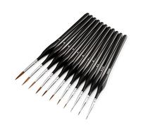 Miniature Detail Paint Brush Set - 11 Pcs Miniature Paint Brushes with Natural Wood Handle for Fine Detail Art Painting - Perfect for Acrylic Painting and Model Crafting (Black, One Size)