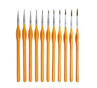 Miniature Detail Paint Brush Set for Art Enthusiasts 11 Pieces Fine Tip Brushes with Natural Wood Handles Ideal for Acrylic Painting and Fine Detailing (Orange, One Size)