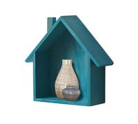 Miniature Display Stand, Curiosity Wall Cabinet | Rustic Wooden House Shaped Wall Storage | Cute Decorative Small Nursery Shelf Decor, Floating Shelves