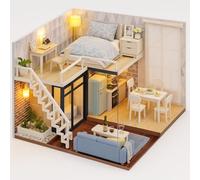 Miniature DIY Dollhouse Kit for Adults & Teens - LED Light Model Room Décor | Collectable Mini World House Set | Creative Gift for Decorations, Relaxation & Display (Loft House)