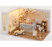 Miniature DIY Dollhouse Kit for Adults & Teens - LED Light Model Room Décor | Collectable Mini World House Set | Creative Gift for Decorations, Relaxation & Display (Party Scene)