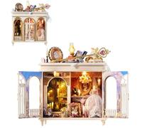 Miniature DIY Dollhouse Kit, Wooden 3D Puzzle Bookshelf Insert with LED Lights ，3D Model, Creative Gift