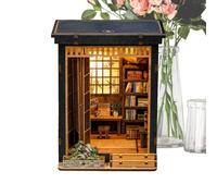 Miniature DIY Home Kit | Japanese Style Wooden Table Decor - Book House Making Set | for Adults Craft Lovers Collectors Living Room Bedroom