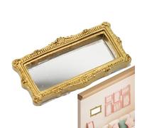 Miniature Doelhouse Mirror - Classical Square Mirror, Gold Silver Carved Miniature Home Decoration Prop, Resin Mini Miror For Mini Furniture | Vintage Style Ornament