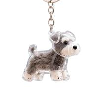 Miniature Dog Figurine Keychain with Builts in Pet Hair Collector Clear Cats Furs Storage Box Keyring Memorial Keepsakes Animal Shape Hair Collector Keychain