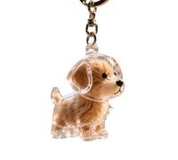 Miniature Dog Figurine Keychain with Builts in Pet Hair Collector Clear Cats Furs Storage Box Keyring Memorial Keepsakes Animal Shape Hair Collector Keychain