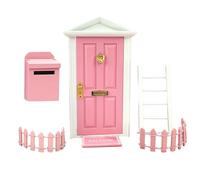 Miniature dolhouse Door - Fairy Garden Accessories, Tiny Scene Decoration | Colorful 1:12 Scale Fairy Tale Learning Kit Outdoor Miniature Scene Decor for Kids with Fence Mailbox and Foot Pad