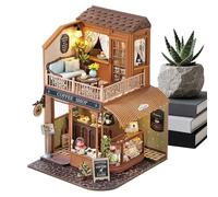 Miniature Doll House Kit - 7.28x6.1x9.25 In Dolll Housee Kitt With Dust Proof Cover | Miniature House | Wooden Craft Toys | Home Decor For Teenagers Women Children Kids Friends Parents