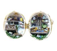 Miniature Doll House Kit - Handmade Tiny World in Walnuts | Tiny World in Walnut, 3D Mini House Library Home Decor Craft Walnut Musch